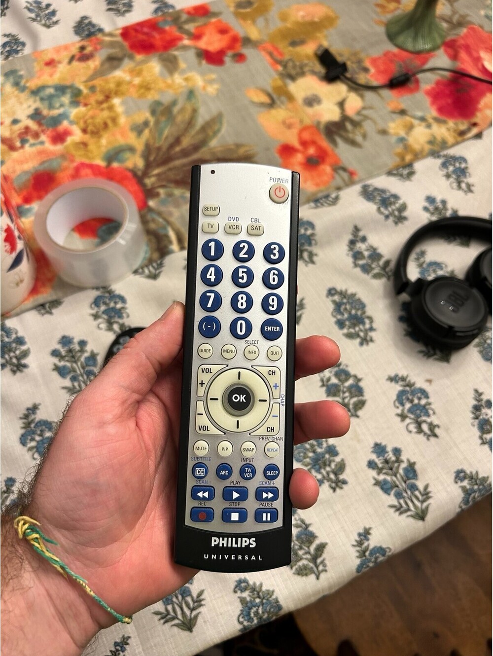 Philips SRU3036/27 Universal Remote TV DVD VCR Cable SAT Tested Power